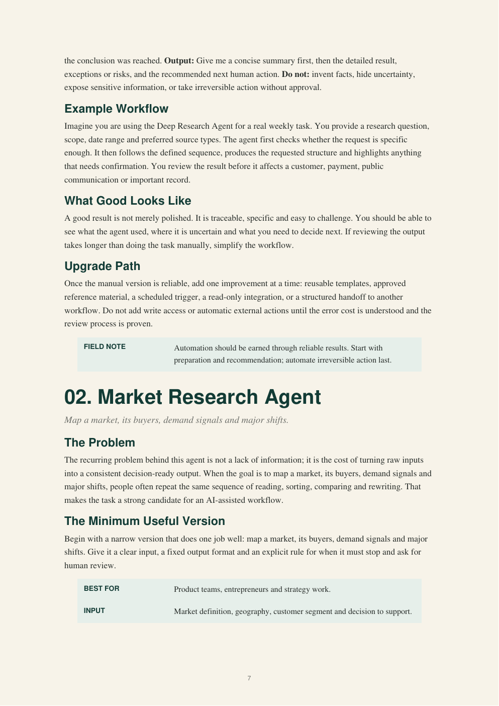 Example AI agent page